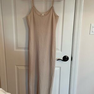 H&M Ribbed Tan Maxi Slip Dress